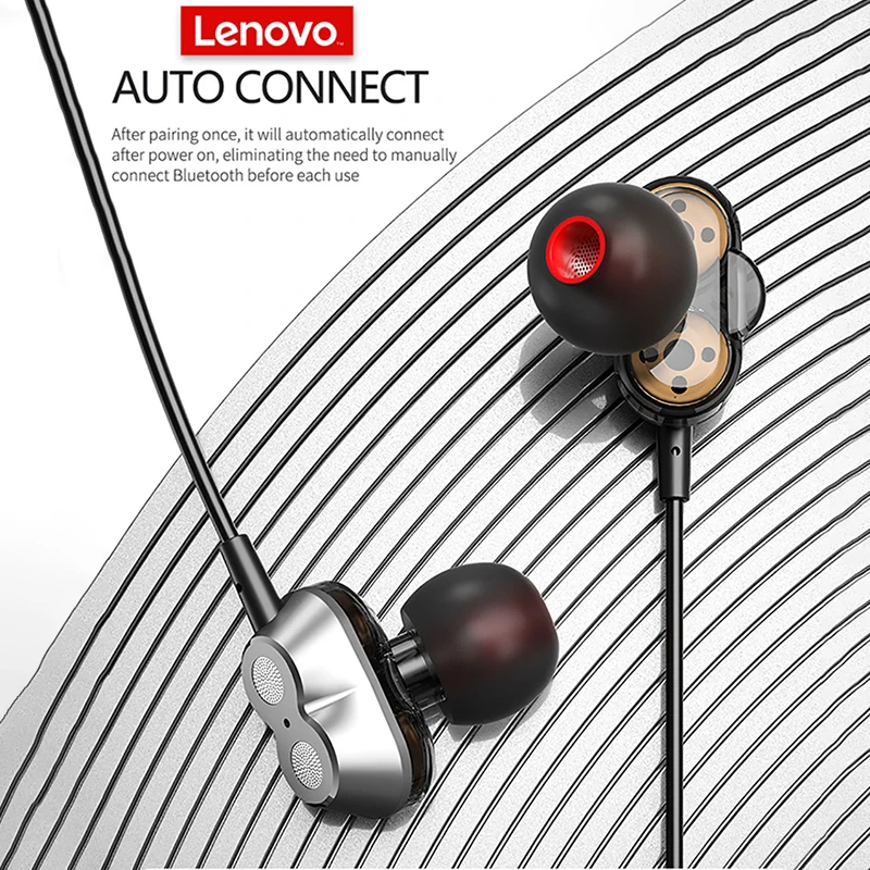 Наушники Беспроводные Lenovo HE08 с микрофоном Hi-Fi стереонаушники 4 динамиками