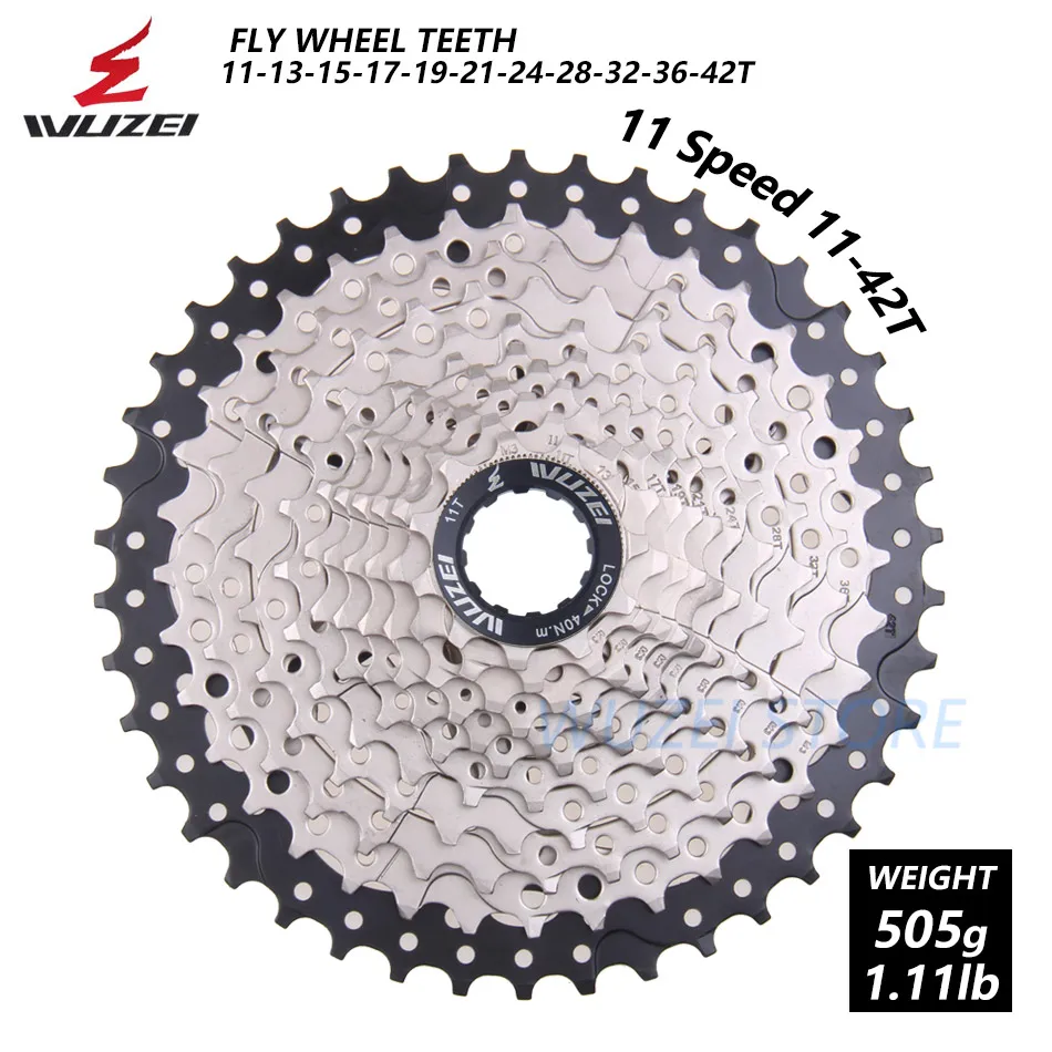 WUZEI 8 S/9 S/10 S/11 S/12 S кассета 32/36/40/42/46/50T Сталь mtb горный велосипед свободного хода Совместимость Shimano - Color: 11 Speed 11-42T