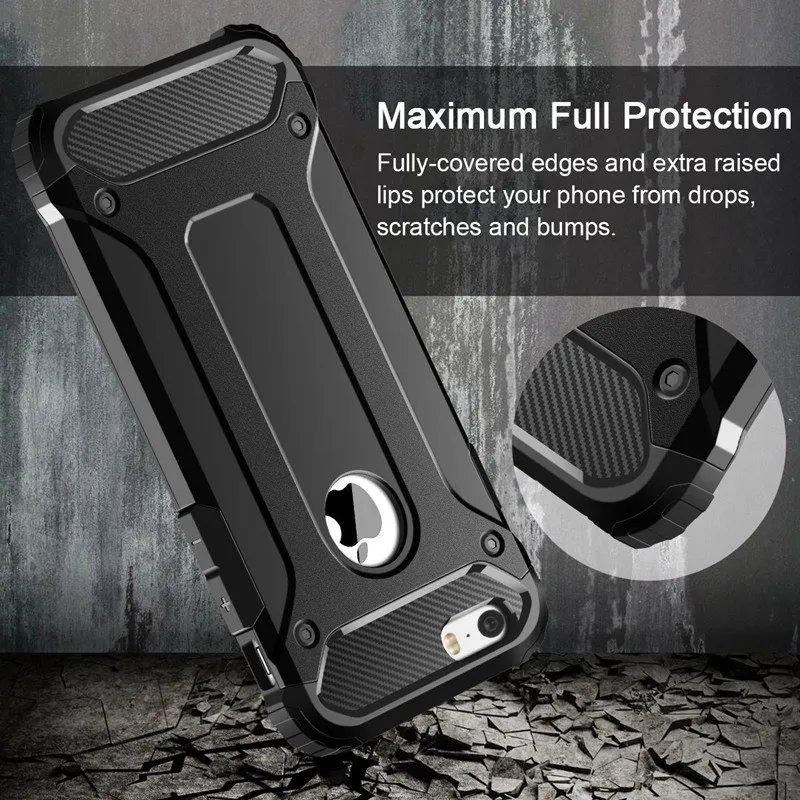 Rugged Layer Armor Case for iPhone SE 2020 11 Pro Max 2019 X XR XS 5S 5 5C 6 6S 7 7G 8 Plus Heavy Duty Shockproof |