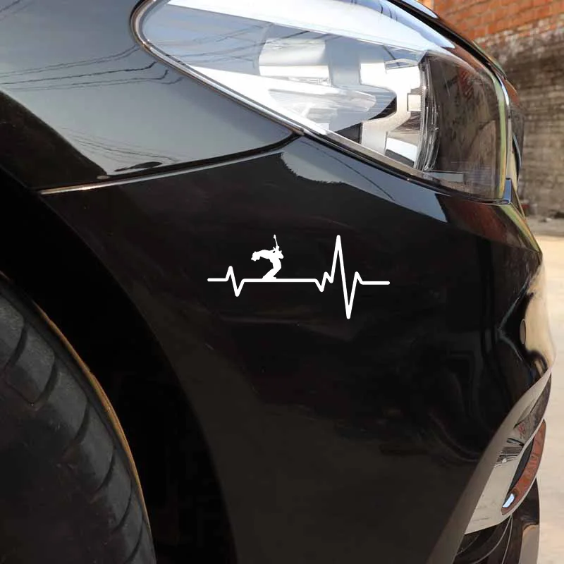 

Car Sticker Motorcycle Sticker Fun Heartbeat Line Guitar Rock PVC Waterproof Sun Protection Black/Silver 15.4cm * 7.2cm