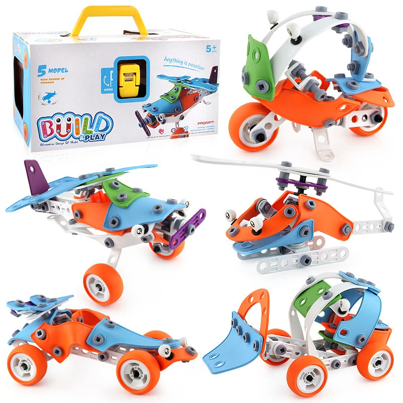 132 шт. Детский конструктор вертолет