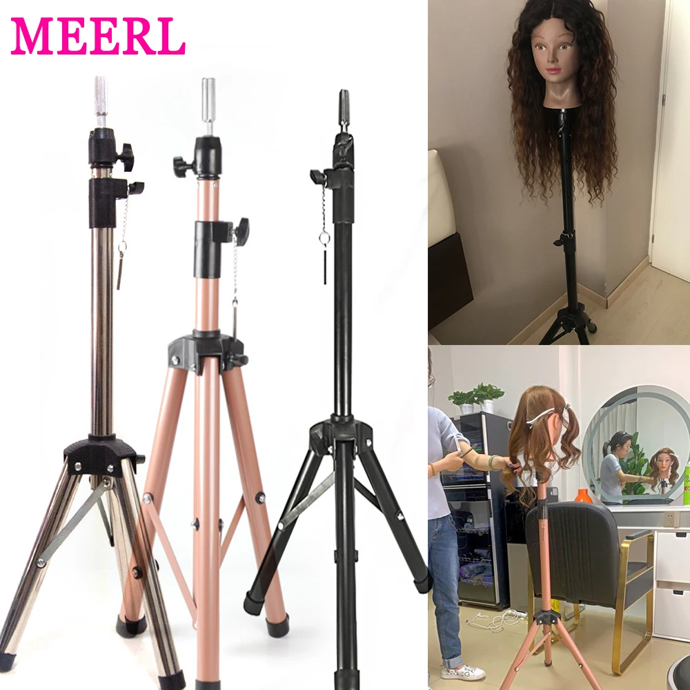 MEERL Mannequin Head Holder Tripod Stand For Hairdressers Salon Training Head Strong Adjustable Wig Stand Tripod For Wig Making