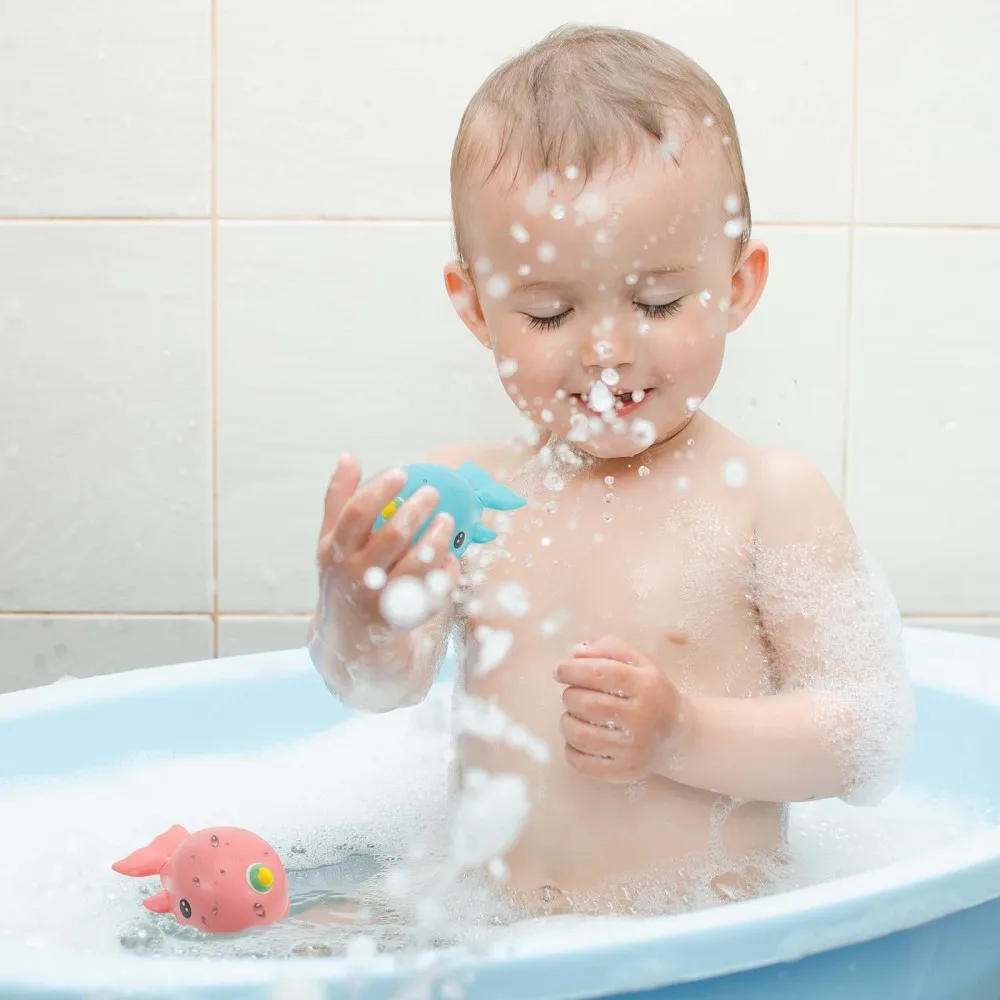 

2 Pcs Swim Bath Cartoon Whale Bathtub Interactive Shower