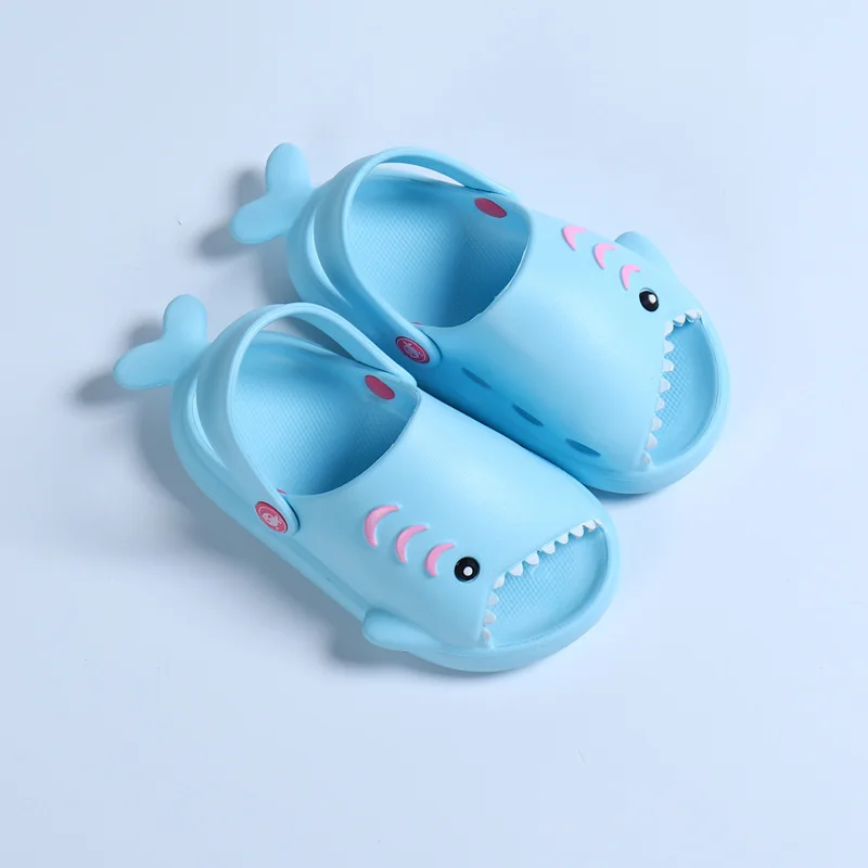 Summer Fashion Fun Shark Slippers Baby Boy Beach Shoes Soft Bottom Non-Slip Hole Girls Toddler Kids Sandals | Мать и ребенок