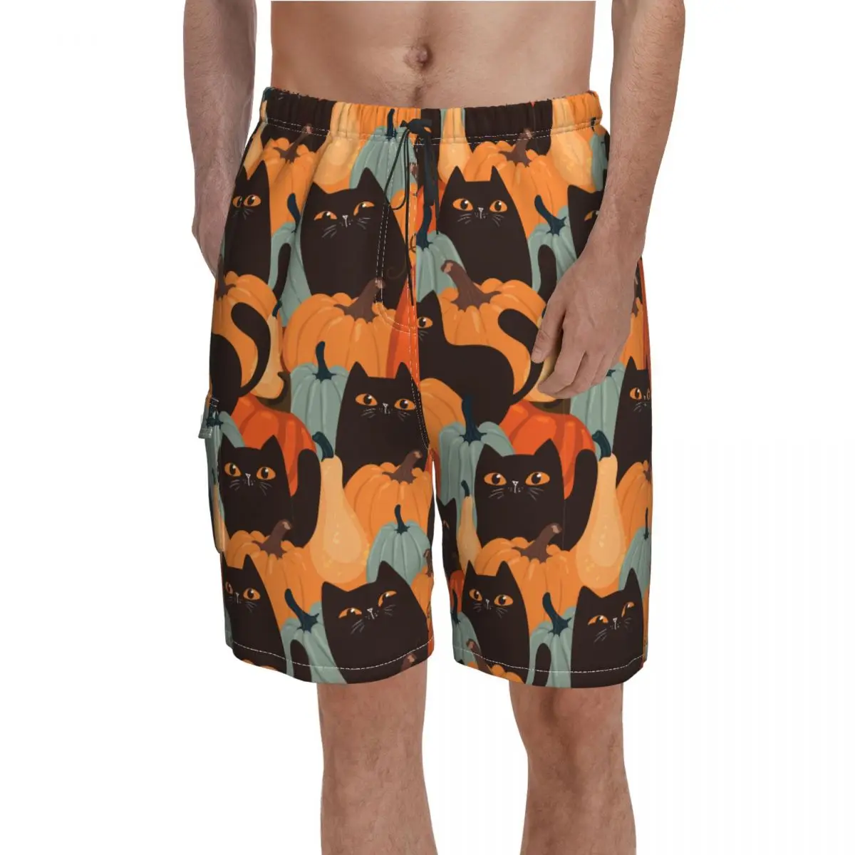 

Хэллоуин Тыква Кот доска шорты животные забавные плавки купальные плавки полиэстер мужские плавки