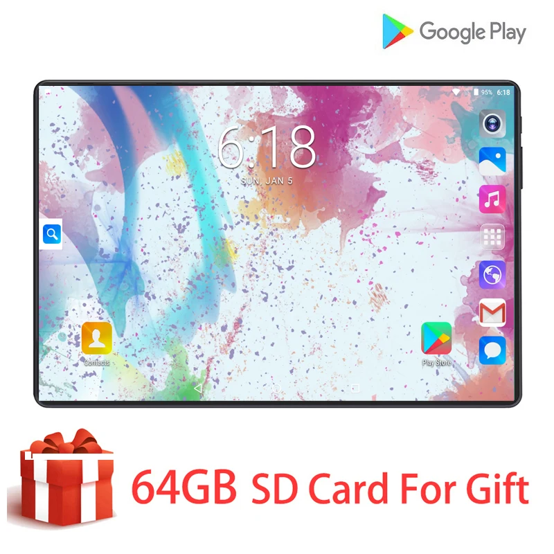 Оригинальные планшеты 128G 4G LTE на Android 9 0 MTK ARM 10 '' HD экран 8 Мп Bluetooth Gps 6000 мА/ч