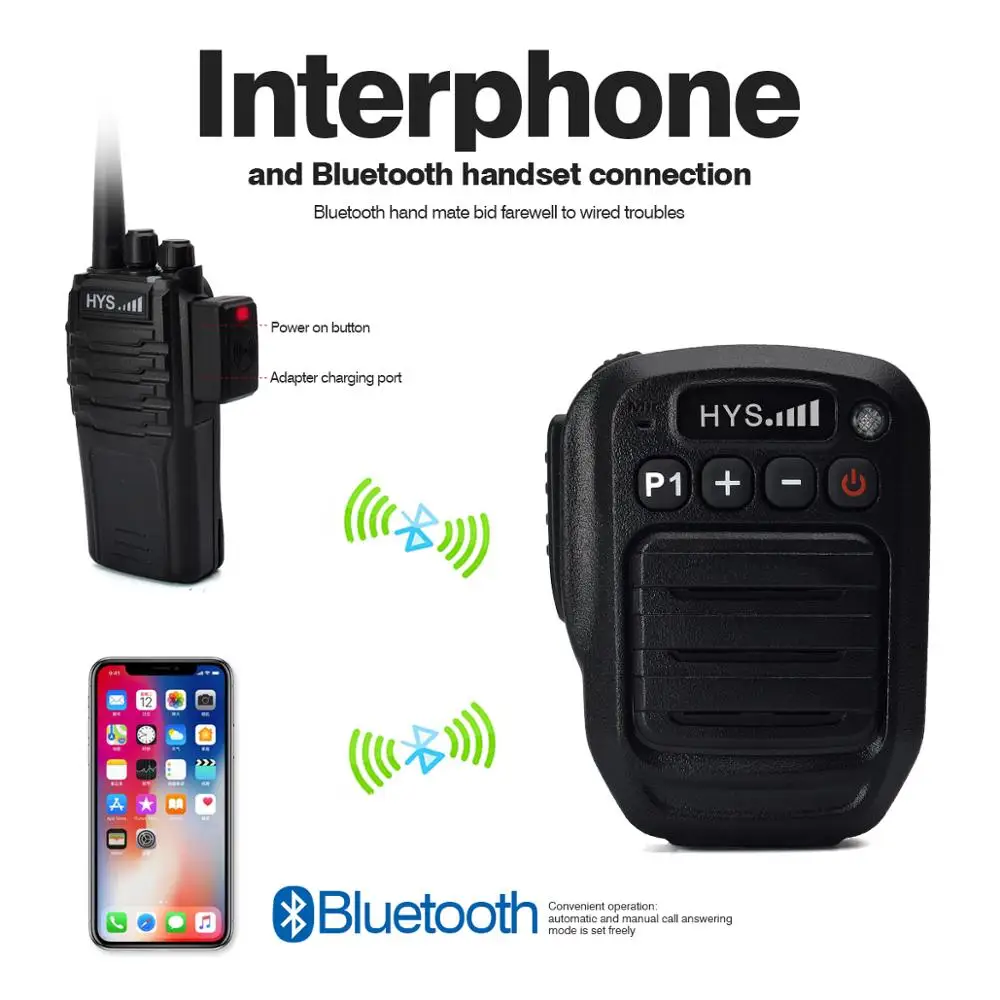 Беспроводной Bluetooth ручной микрофон HYS наплечный для мобильного