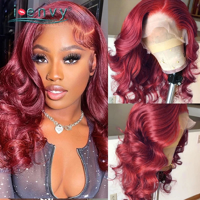 

Short Bob Wigs 99J Burgundy Lace Front Human Hair Wigs For Women Peruvian Lace Frontal Wig Body Wave Transparent Lace Wigs Remy
