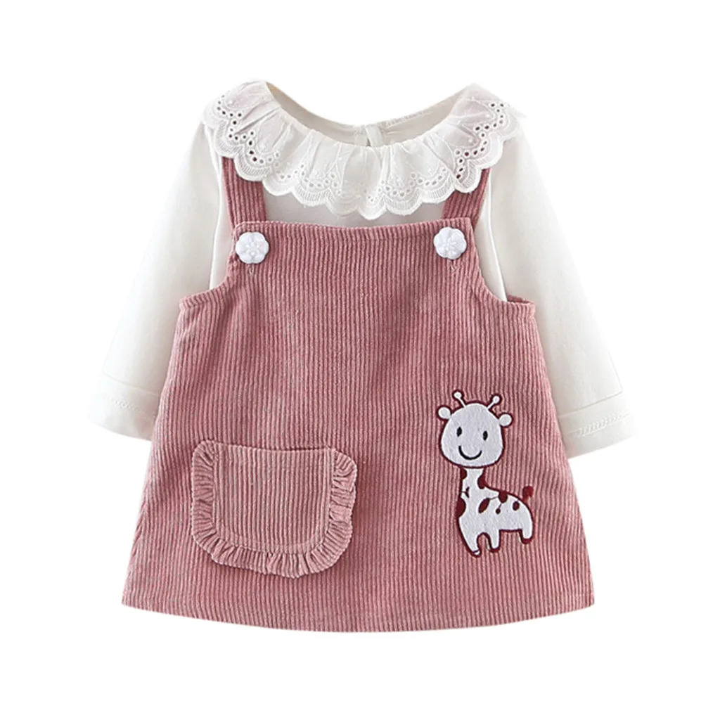 Pink Dress Детские платья для маленьких девочек, платье с длинными рукавами для маленьких девочек платье принцессы с рисунком для девочек vestidos de ninas# F20 - Цвет: Pink Dress