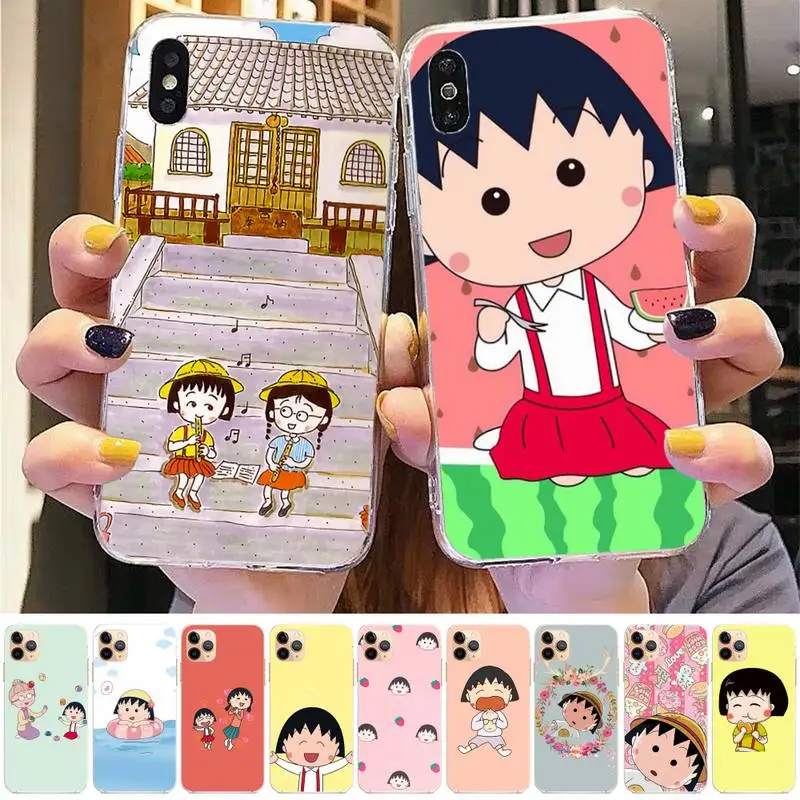 

FHNBLJ Chibi Maruko Phone Case for iPhone 8 7 6 6S Plus X 5S SE 2020 XR 11 12 pro XS MAX