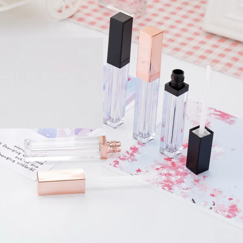 5 мл блеск для губ палочка тюбики квадратный черный розовый золотой тюбик