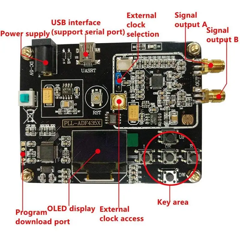 

Hot Signal Generator ADF4351 Built-in STM32 Phase Closed Circuit Module 35M-4.4GHz RF Signal Source Sweeper PLD
