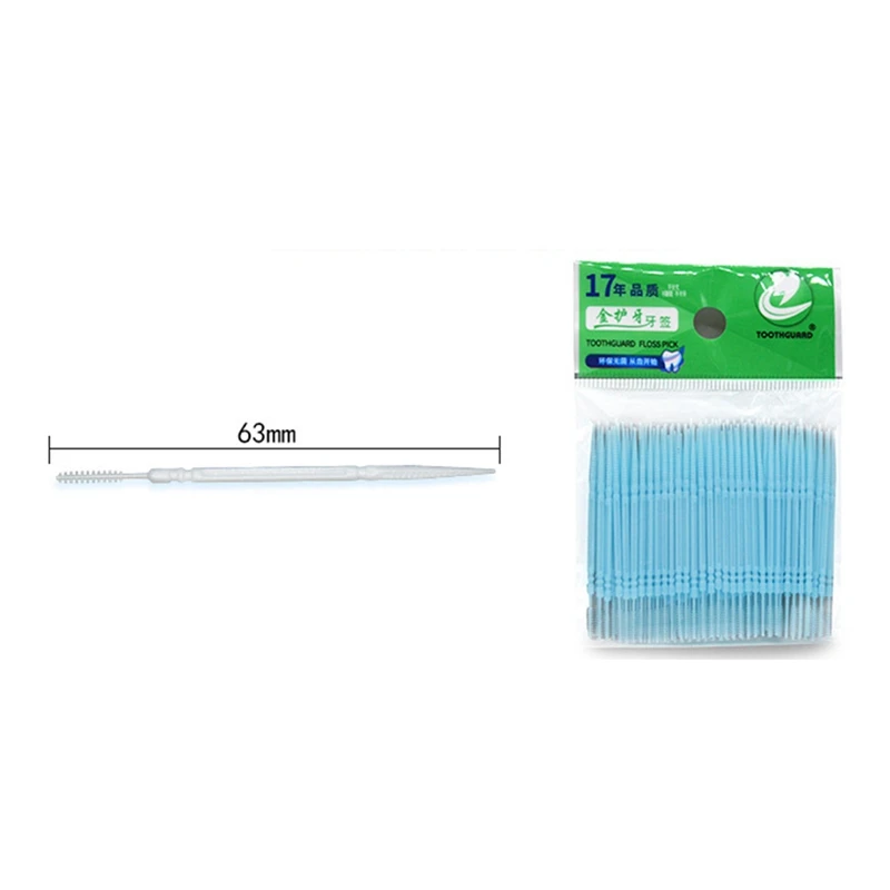 

100pcs/pack Double-headed Dental Brush Teeth Sticks Floss Pick Toothpick Tooth Clean Oral Care Interdental Brush Food grade PP