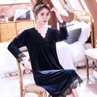 Ночная рубашка Fdfklak, кружевная, женская, теплая, с длинным рукавом