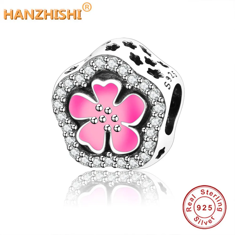 

Wholesale Price New 925 Sterling Silver Bead Charm Sparkling Peach Blossom Flower Charm Fit Charm Bracelet & Bangle Diy Jewelry