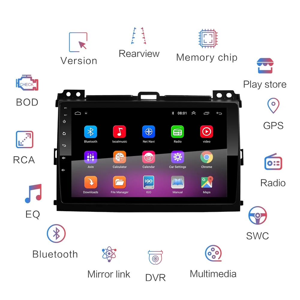 2G+ 32G " 2din Android 8,1 GO Автомобильный DVD плеер для Toyota Land Cruiser Prado 120 2004-2009 Автомобильный Радио gps навигация wifi плеер
