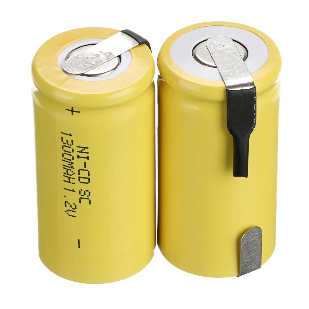 2 шт аккумулятор SC 1 V SUBC батареи перезаряжаемый высокий слив 1300mah с вкладками цвет