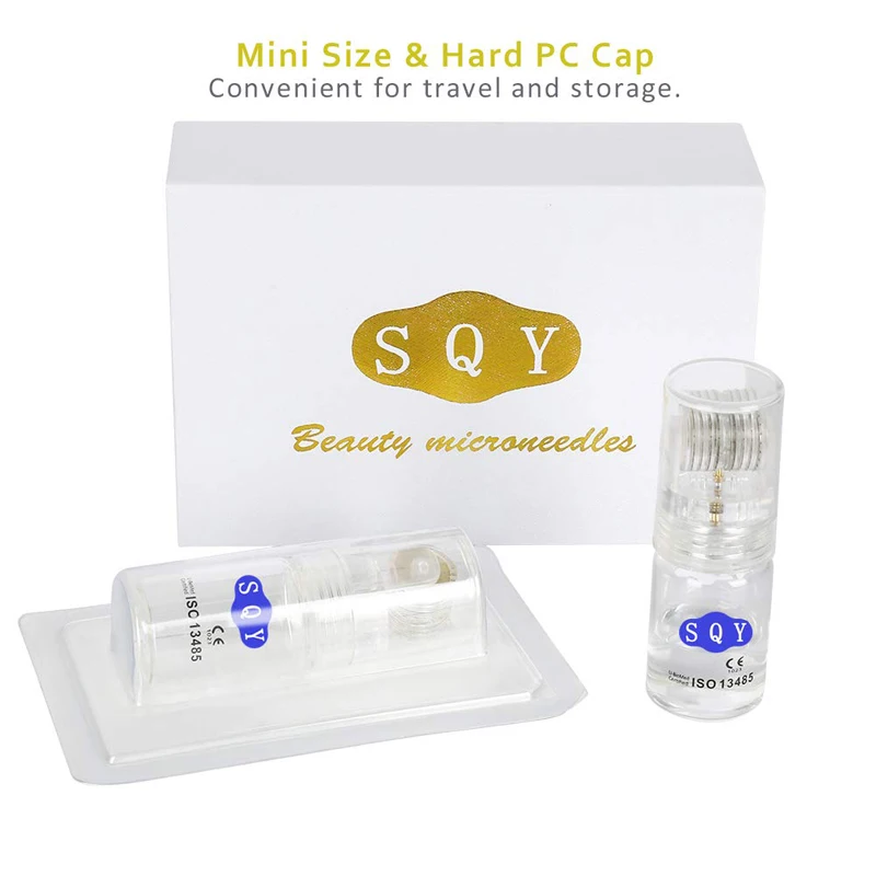 Роликовый массажер для лица Дерма Ролер Derma Roller 0.25mm титан Способствует выработке