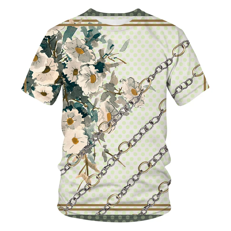 

Classical Pattern iron chain 3D Print T-Shirt Retro Style Of European And American Street Short Sleeve T Shirt Men Tops Tees