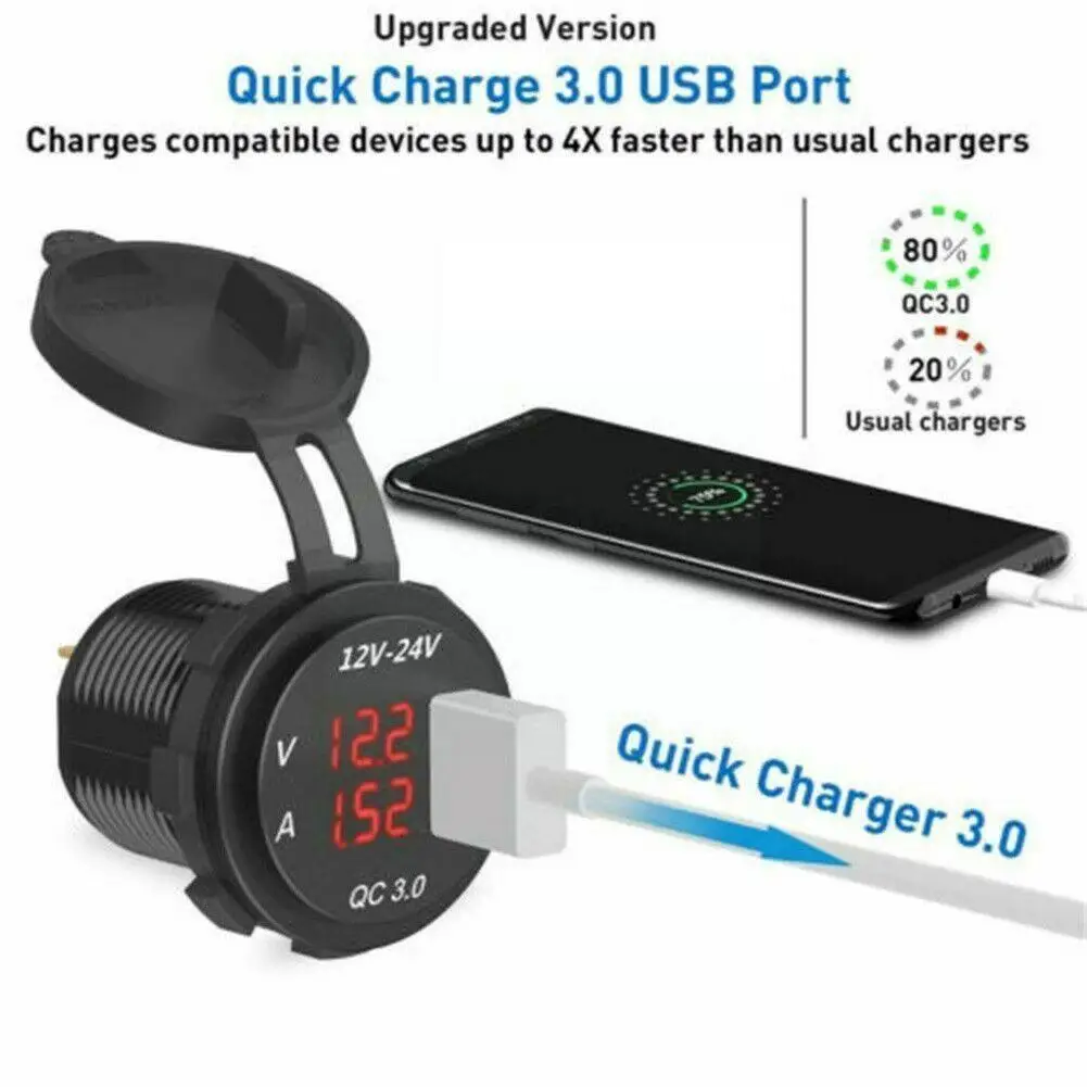 Разъем зарядного устройства QC 3 0 с USB-портом цифровой вольтметр амперметр