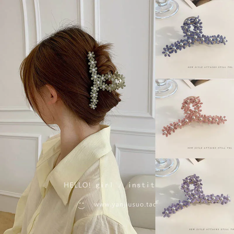 

2021 Women Elegant Pearl Flower Geometric Metal Hair Claw Vintage Hair Clips Headband Hairpin Fashion Hair Crab Hair Accessories