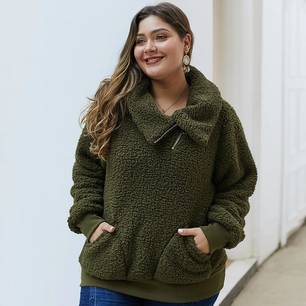 2020 осенне-зимний женский флисовый пуловер большой повседневный свободный