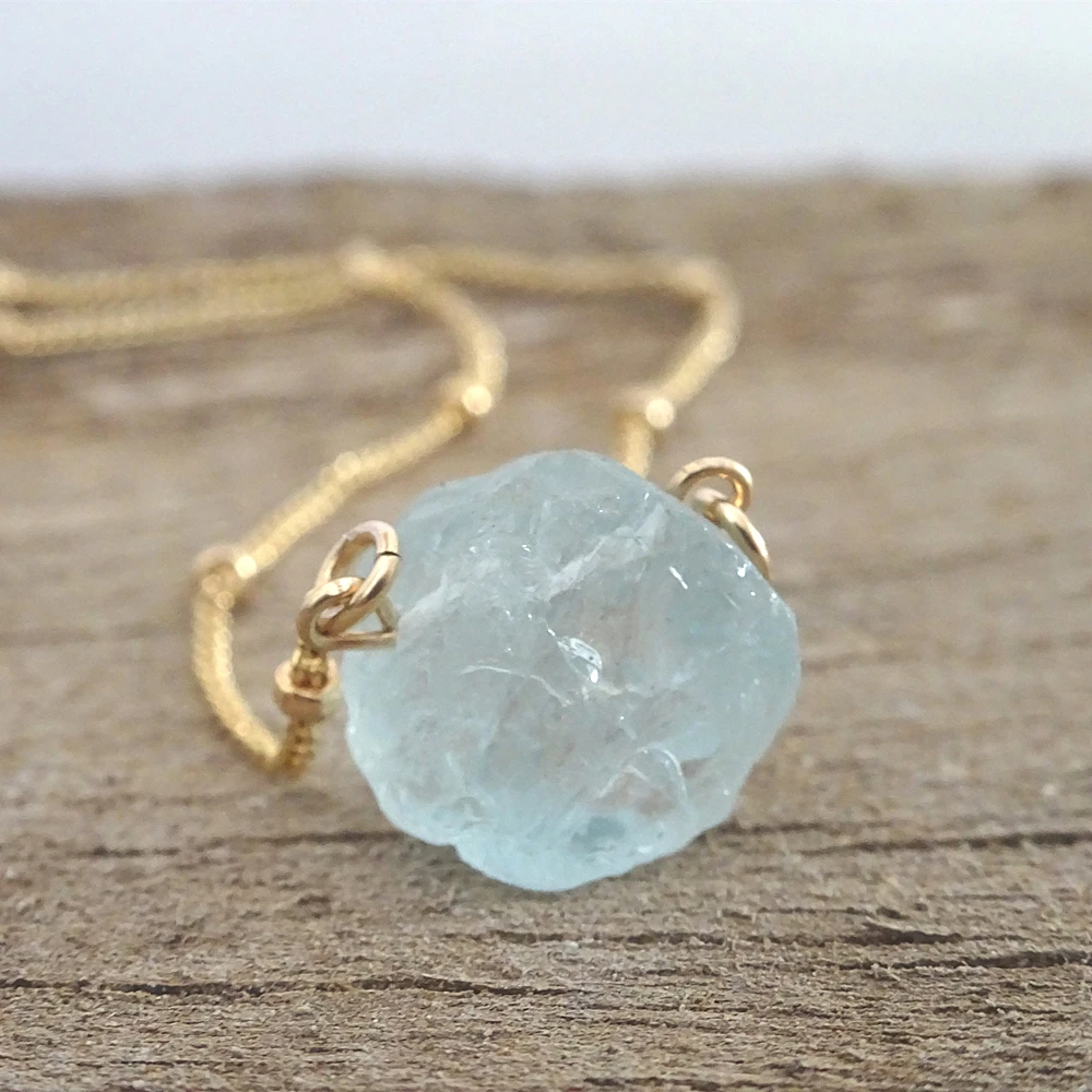 Женское Ожерелье с кристаллами океана Raw золотое ожерелье исцеляющими камнями