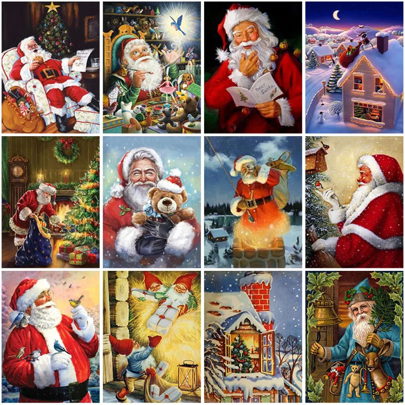 

DIY Santa Claus 5D Diamond Painting Full Square Drill Christmas Gift Home Decor Embroidery Cross Stitch Handcraft Wall Art Kits