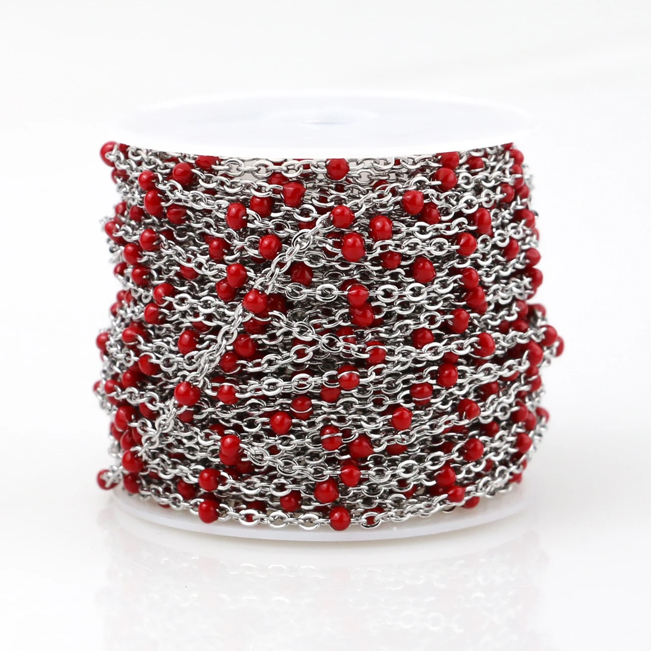 Steel Wine red Width2mm Нержавеющая сталь кабель цепочка с эмалевой подвеской оптом синий/черный/белый/красный/фиолетовый звено цепи Цепочки и ожерелья материалы для самостоятельного изготовления украшений оптом - Цвет: Steel Wine red
