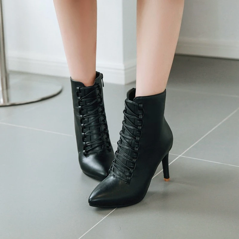 

Zapatos De Mujer 2021 Fashion Sexy Winter Ankle Boots Pointed Toe High Heels Wedding Party Shoes Womens Plus Size Boots A99-6
