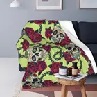 Фланелевое Одеяло в стиле ретро, супермягкое плюшевое одеяло с забавным цветочным рисунком черепа, розы, для дома, Осень-зима