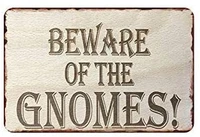 retro home decoration metal tin sign beware of the gnomes living room bedroom decoration metal plate 8x12 or 12x16 inches