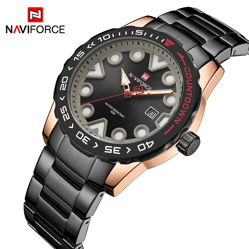 Часы NAVIFORCE Мужские кварцевые роскошные дизайнерские спортивные наручные для