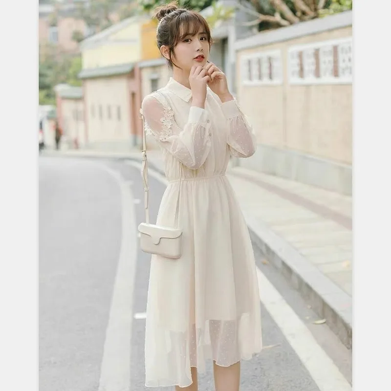 

Solid Fairy Dress Women Long Sleeve Party Elegant Dress Casual Midi Office Lady Fashion Korean Clothing Autumn 2020 Female Chic