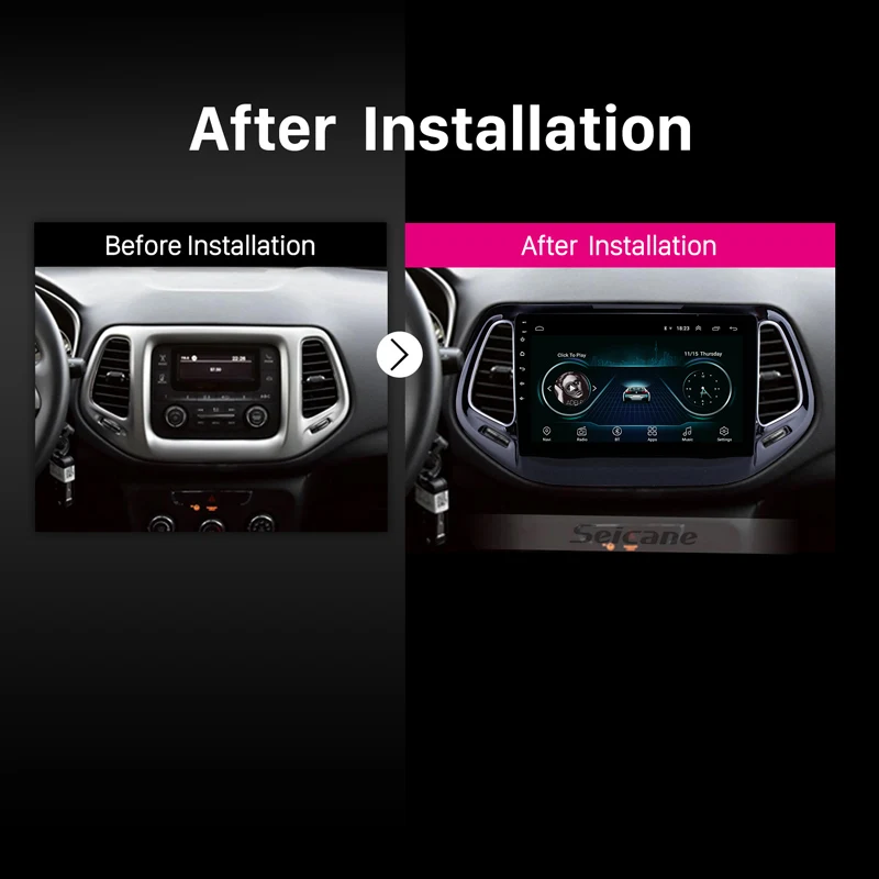 Seicane Car Radio 10.1&quot HD Android 9.0 GPS For Jeep Compass 2017 Touchscreen Multimedia Player Head Unit Support DVR RDS OBD2 |