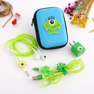 Новый мультяшный защитный USB-кабель для наушников с футляром наклейки намотки