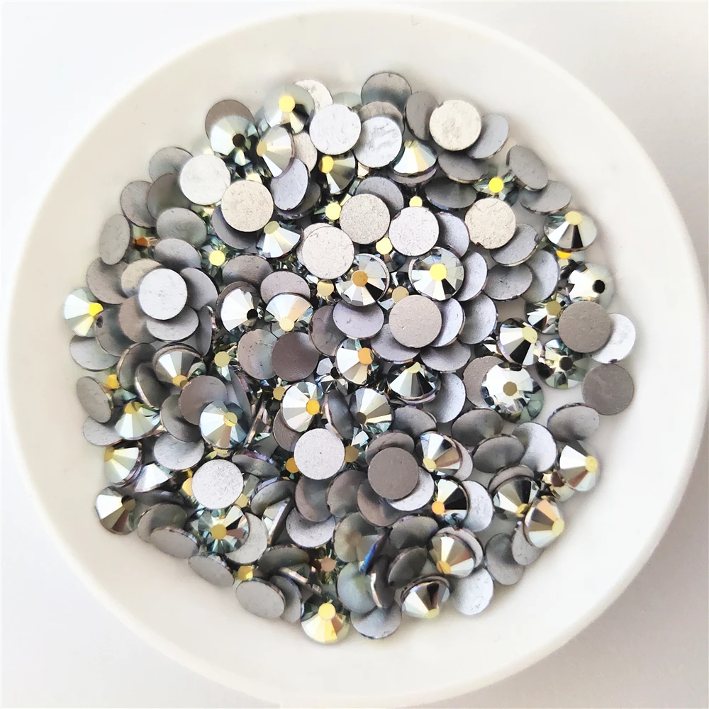 Супер яркий Кристалл Зеленого и серебряного цвета не горячая фиксация Клей На