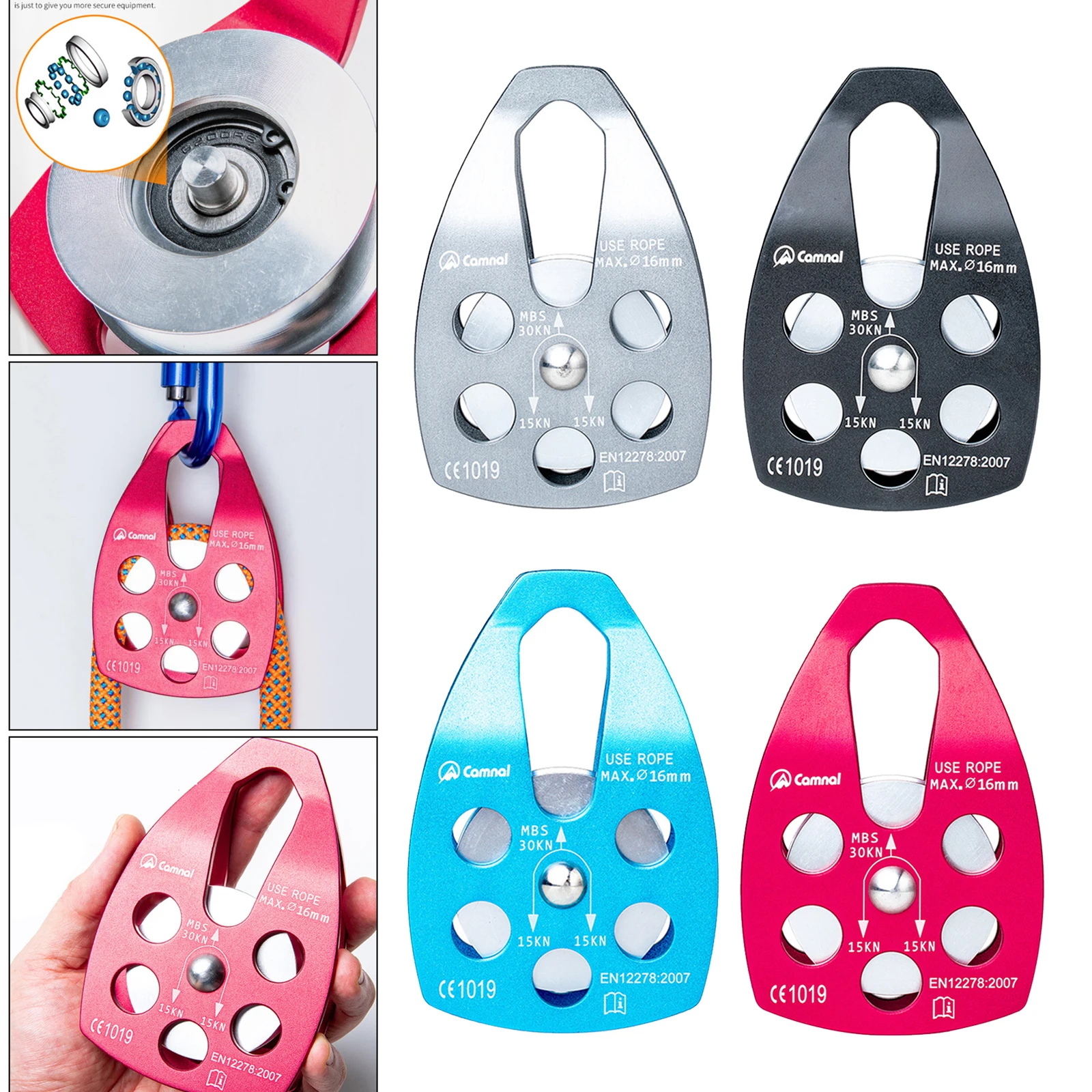 Шкив для скалолазания 30KN сертифицированный CE шкив спасения альпинизма такелажа