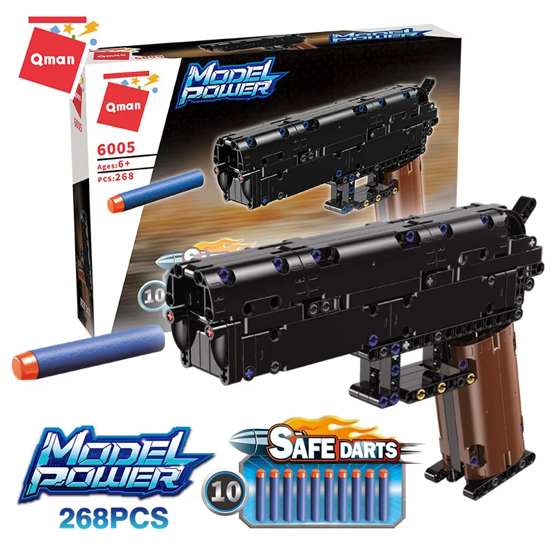 

Qman Desert Eagle Manual Soft Shooting Building Block Gun Toys With 10 Safe Foam Bullets