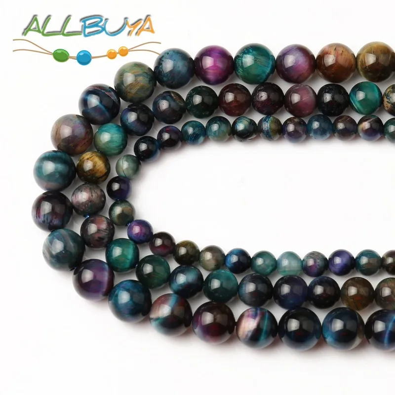 

6 8 10mm Natural Stone Brown Tiger Eye Round Loose Beads for Jewelry Making DIY Bracelet Necklace Accessories Wholesale 15inches