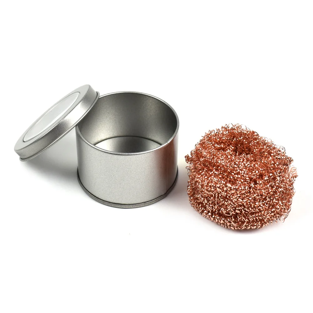 Cleaning Ball Desoldering Soldering Iron Mesh Filter Cleaning Nozzle Tip Copper Wire Cleaner Ball Metal Dross Box Clean Ball