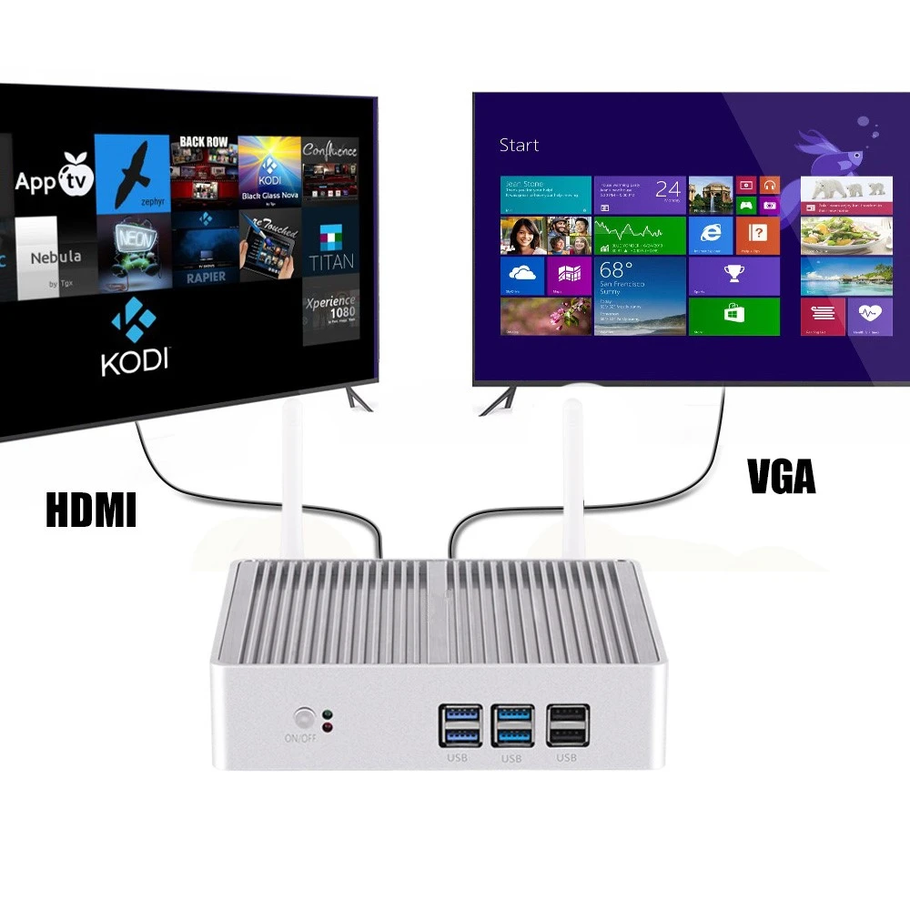 Topton безвентиляторный мини ПК Nuc Intel i7 i5 7200U i3 7100U DDR3L память Windows 10 Linux настольный компьютер 4K HTPC HDMI VGA 300M WiFi
