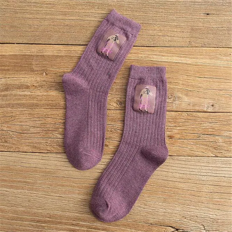 

Cartoon Character Retro Women Socks With Print Girl Art Socks Kawaii Street Style Skateboard Personality Woman Winter Socks