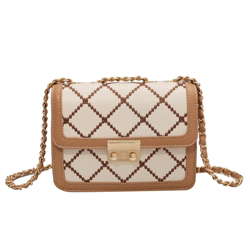 

Women's Shoulder Bag Summer European Style New Pure Embroidery Small Square Bag Design Sense Fashion Chain Female Messenger Bag