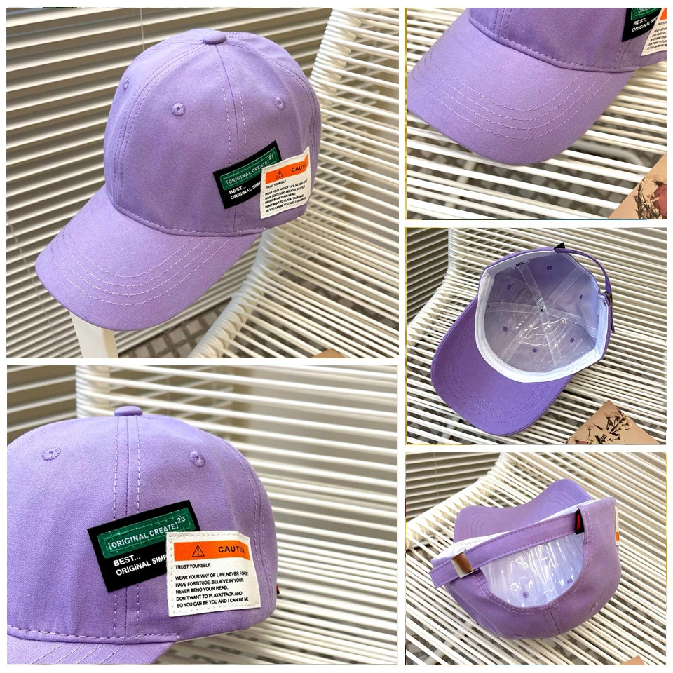 

Japanese Fashion Label Men's and Women's Hats Cotton Soft Top Candy Color Female Baseball Caps Snapback Hip-hop Hats