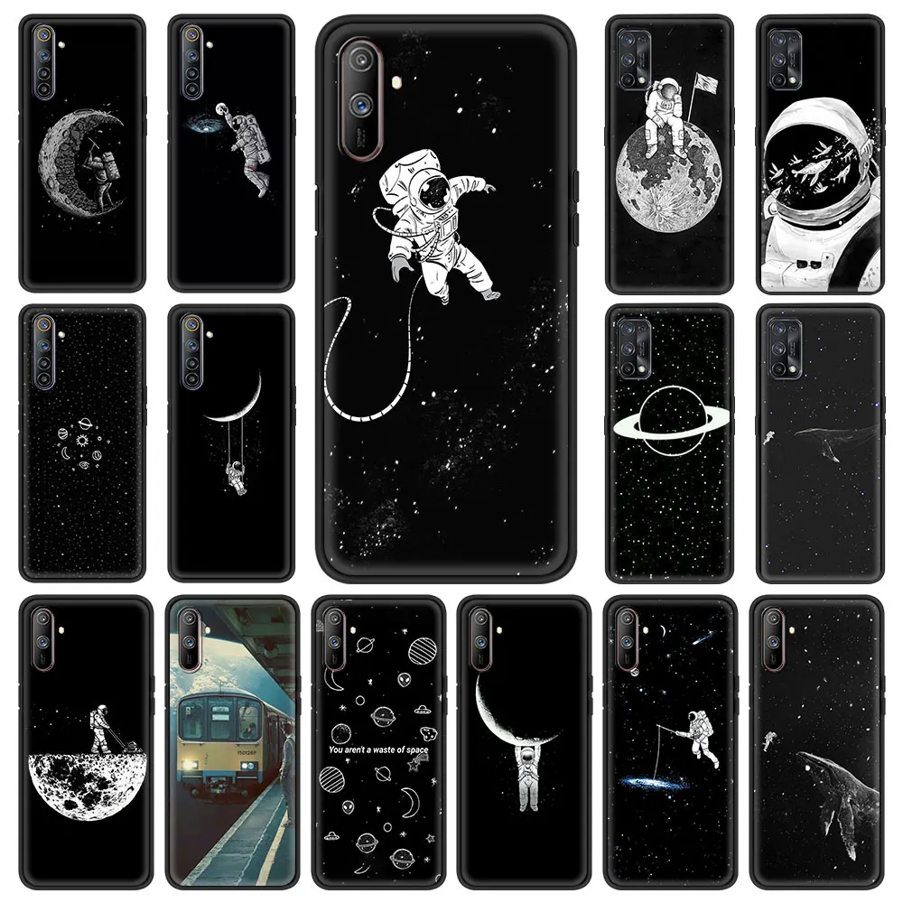 

Astronaut Space Moon Stars Cell Phone Case for Realme 6 C3 7 5 X50 Pro XT C15 C11 7i V5 V15 5G C20 C21 Cover Shell Coque