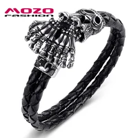 2020 men jewelry new black genuine leather bracelet stainless steel devils claw punk charm gift women bangle