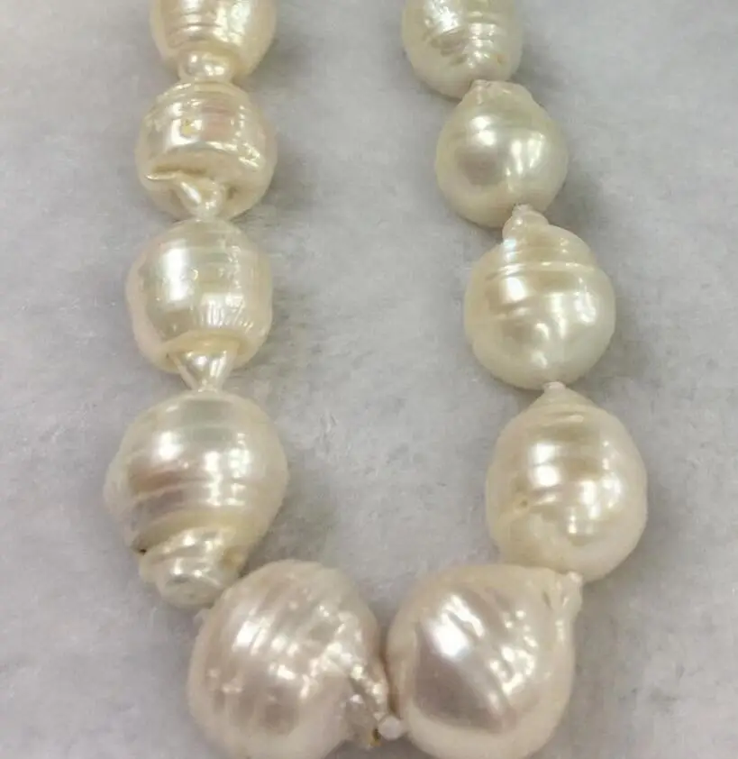 Large 15-23mm White Unusual Baroque Pearl Necklace disc Clasp