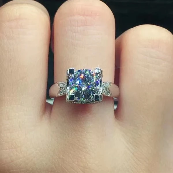 

flashing moissanite gemstone ring women engagement ring 925 sterling silver shiny better than diamond engagement ring gift