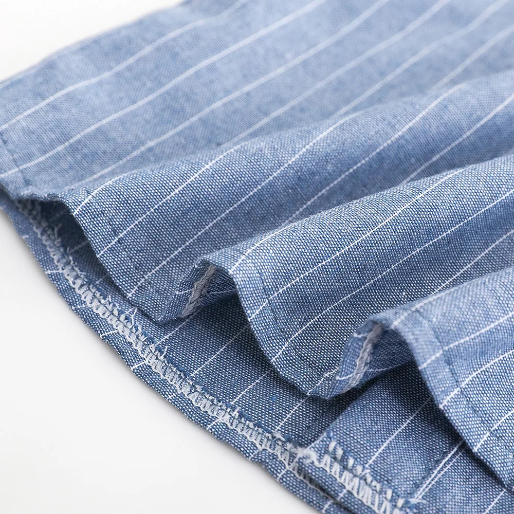 Осень 2019 100% хлопок длинный рукав отложной воротник Синий Полосатый плед Детская